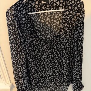 The Kooples Black Sheer Floral Print Blouse